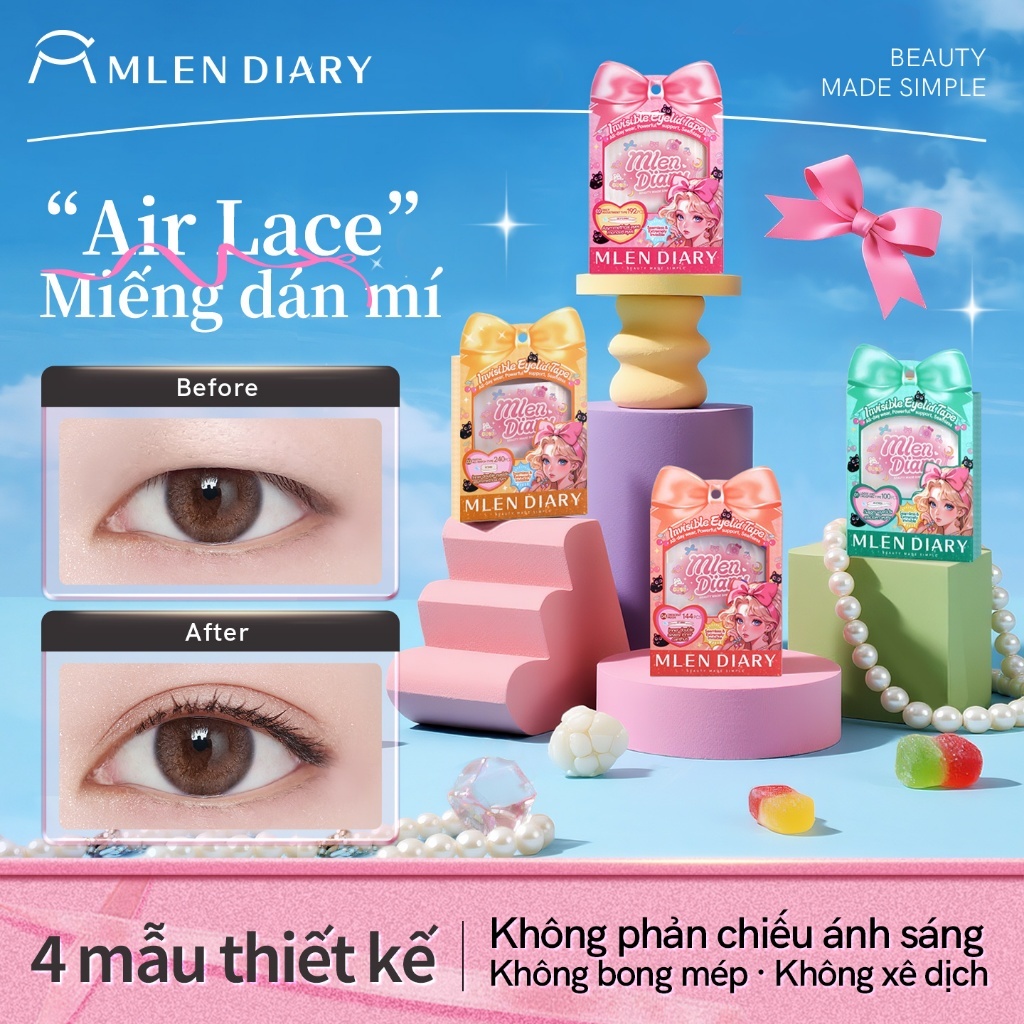 MLEN DIARY Miếng Dán Kích Mí Tàng Hình Phù Hợp Mọi Dáng Mắt, Không Lộ Cả Khi Không Makeup