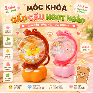 Móc Khóa Gấu Qủa Cầu Ngọt Ngào Dễ Thương Lắc Phát Ra Âm Thanh Treo Balo Chìa Khóa