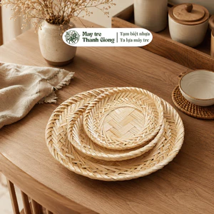 Mẹt tre tròn decor đẹp – Đĩa tre viền cánh sen, đĩa rế trang trí