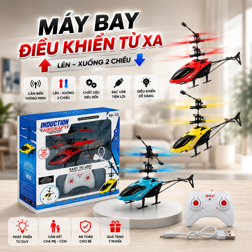 Máy Bay Điều Khiển Từ Xa Mini Bay Lên Xuống 2 Chiều – Đồ Chơi Máy Bay Cho Bé Dễ Điều Khiển