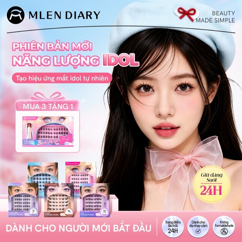 MLEN DIARY Mi Giả Sẵn Keo Bst Các Loài Hoa Lông Mi Cụm Mềm Mại Tự Nhiên, Có Thể Tái Sử Dụng