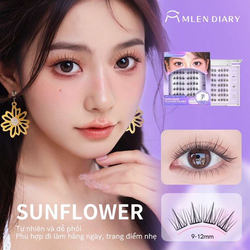 MLEN DIARY Mi Giả Sẵn Keo Bst Các Loài Hoa Lông Mi Cụm Mềm Mại Tự Nhiên, Có Thể Tái Sử Dụng