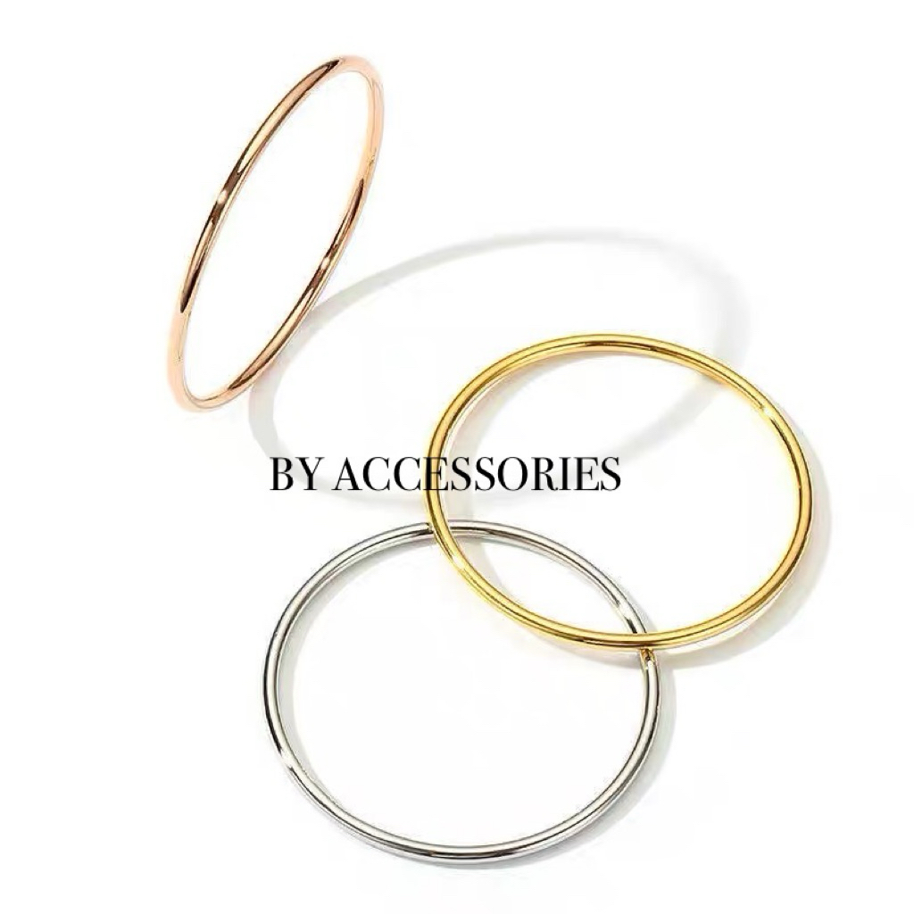 Vòng tay nam nữ titan kiểu vòng kiềng trơn chui tay dày 3mm basic nhiều size không gỉ