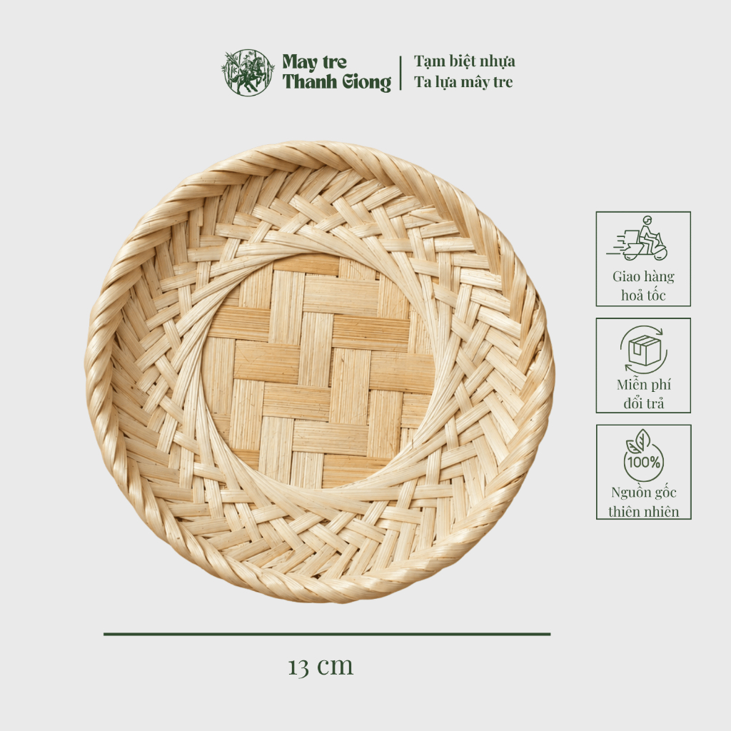Mẹt tre tròn decor đẹp – Đĩa tre viền cánh sen, đĩa rế trang trí