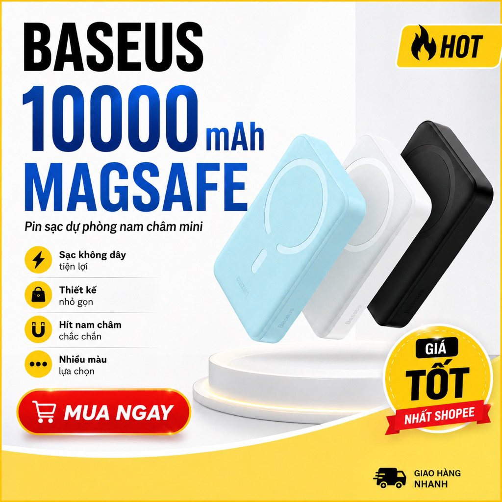 [Mới 100% - Fullbox] Pin sạc không dây Baseus EnerFill FM11 - 10000mAh