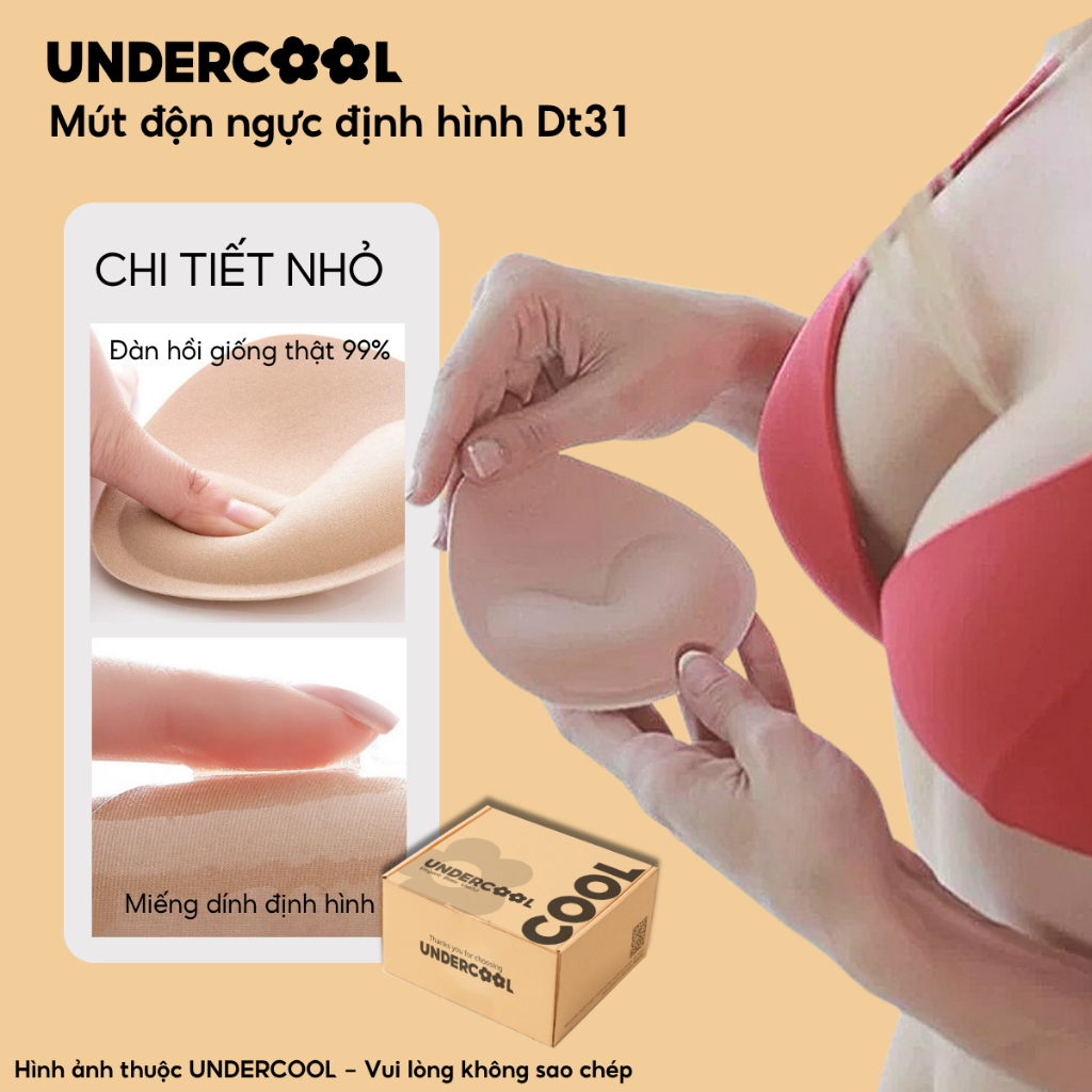 Mút Độn Ngực Định Hình UNDERCOOL Đệm Dày 2.5cm Thiết Kế 3D Tàng Hình Siêu Dính Nâng Vòng 1 Tự Nhiên Dt31