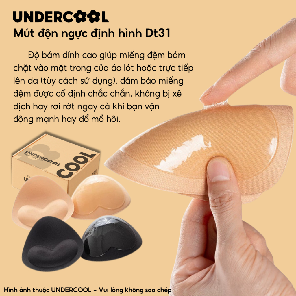 Mút Độn Ngực Định Hình UNDERCOOL Đệm Dày 2.5cm Thiết Kế 3D Tàng Hình Siêu Dính Nâng Vòng 1 Tự Nhiên Dt31