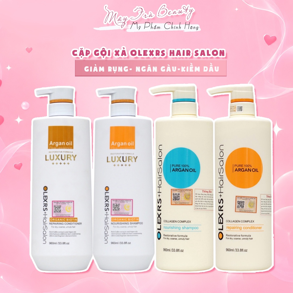 Dầu Gội Xả Olexrs Hair Salon Giảm rụng tóc, ngăn gàu, kiềm dầu, phục hồi hư tổn 500ml/960ml