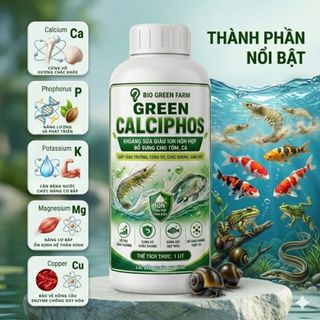 Khoáng sữa Green Calciphos 1 lít khoáng bổ sung thức ăn tôm cá ốc lươn, ngừa bệnh thiếu thoáng, cong thân, mỏng vỏ, đục