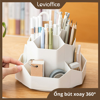 Ống Đựng Bút 9 Ngăn Xoay 360 Độ LoviOffice 3820 - Hộp Cắm Bút Nhựa PP Mỹ Thuật, Văn Phòng Phẩm Cực Tiện Lợi