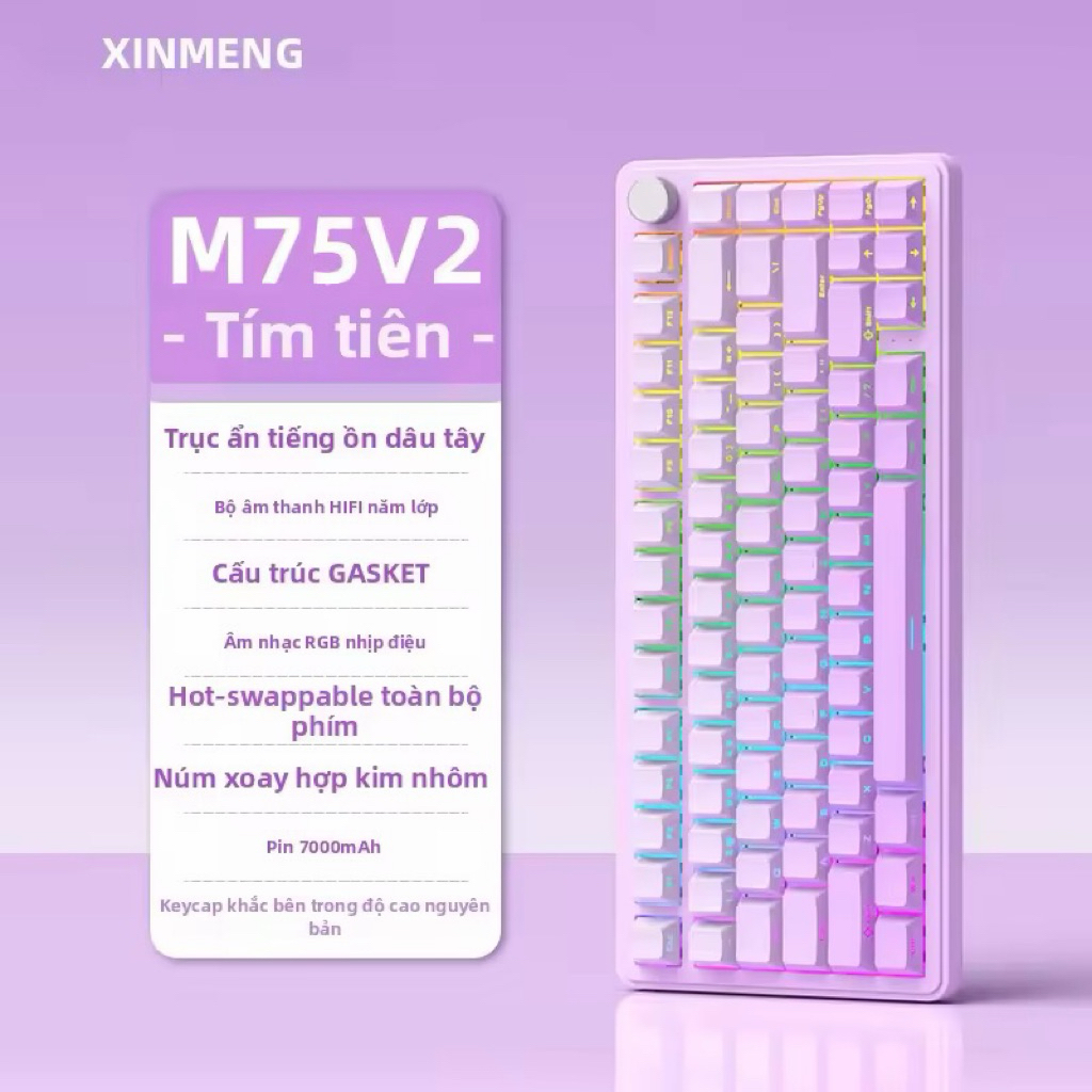 [Hoả tốc] Bàn Phím Cơ Xingmen M75 V2 Silent | Gasket Mount | Hotswap Full Phím | RGB 16 Triệu Màu | 3 Mode | Pin 7000mAh | BigBuy360 - bigbuy360.vn