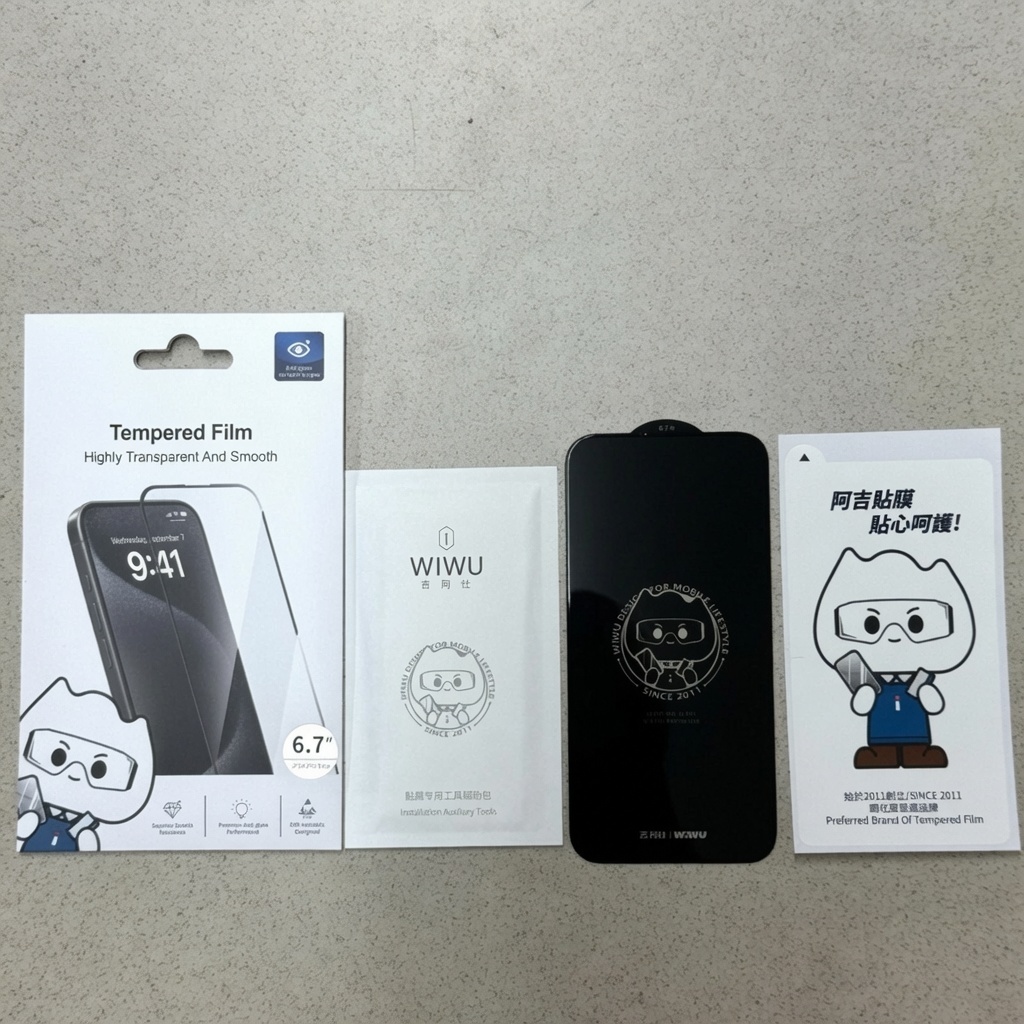 Kính Cường Lực WiWu Trong Suốt Viền Đen Cho iPhone 13 Đến 17 Pro Max - Độ Cứng 9H, Có Màng Loa Kháng Bụi, Hộp 1 & Hộp 10