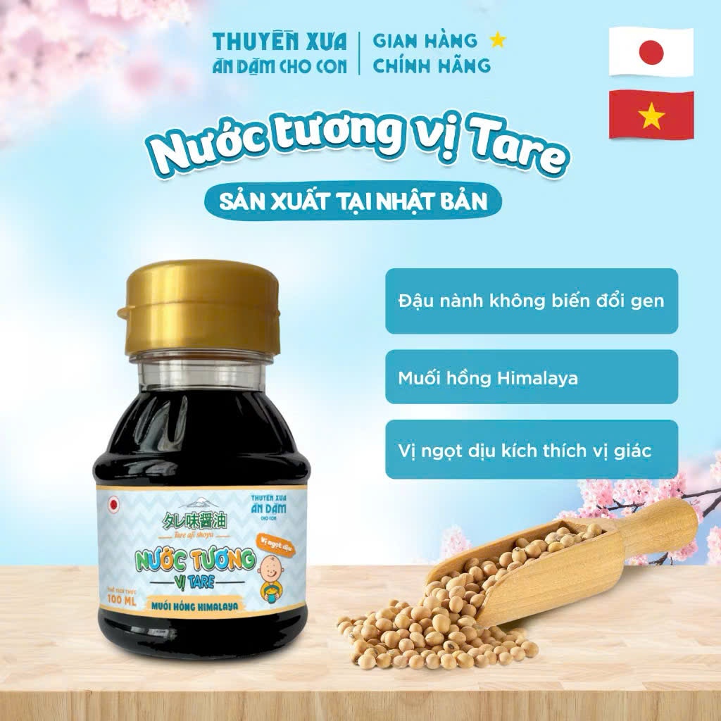 Nước Tương Ăn Dặm Thuyền Xưa 100ml Cho Bé Từ 12M+. Vị Tare Nhật Bản, Ngọt Diu, Ít Mặn