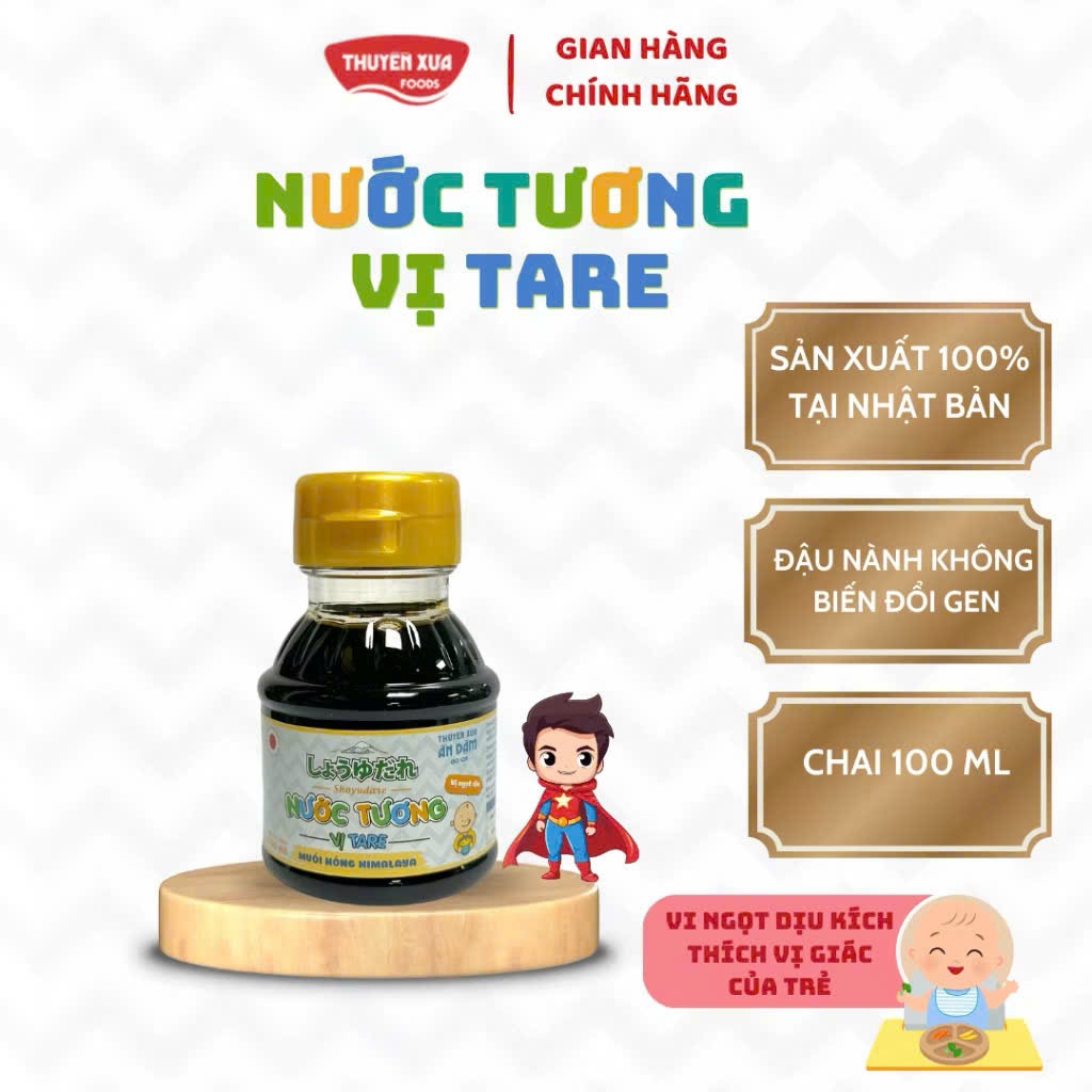 Nước Tương Ăn Dặm Thuyền Xưa 100ml Cho Bé Từ 12M+. Vị Tare Nhật Bản, Ngọt Diu, Ít Mặn