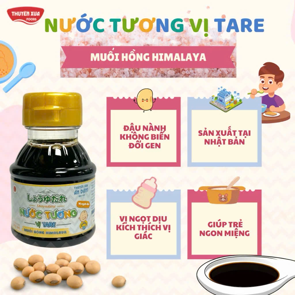 Nước Tương Ăn Dặm Thuyền Xưa 100ml Cho Bé Từ 12M+. Vị Tare Nhật Bản, Ngọt Diu, Ít Mặn