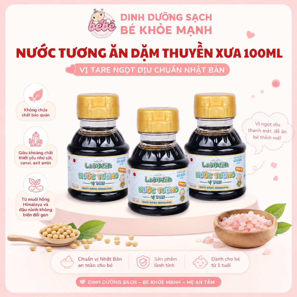 Nước Tương Ăn Dặm Thuyền Xưa 100ml Cho Bé Từ 12M+. Vị Tare Nhật Bản, Ngọt Diu, Ít Mặn