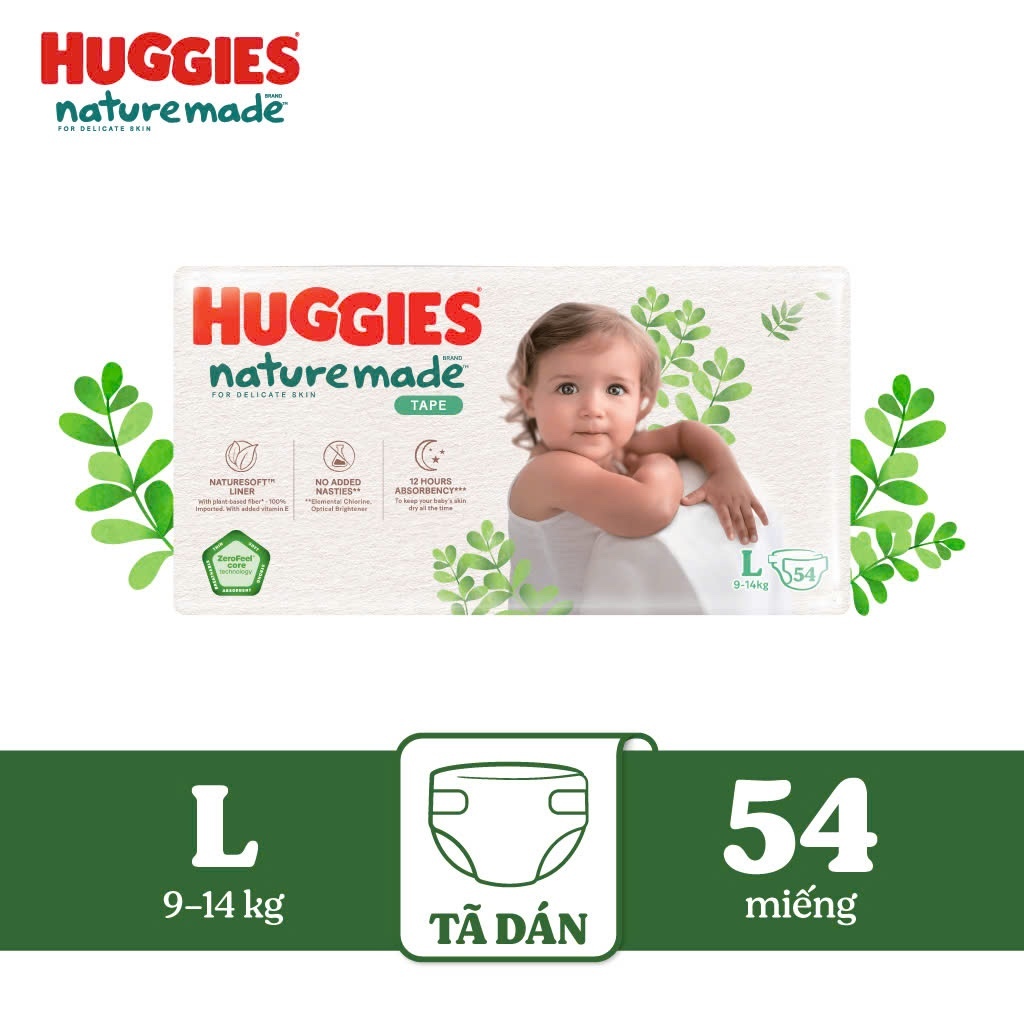 [ TẶNG XE CHÒI NGẪU NHIÊN ] COMBO4 GÓI Tã Dán Cao Cấp Huggies Nature Made Size NB/S/M/L