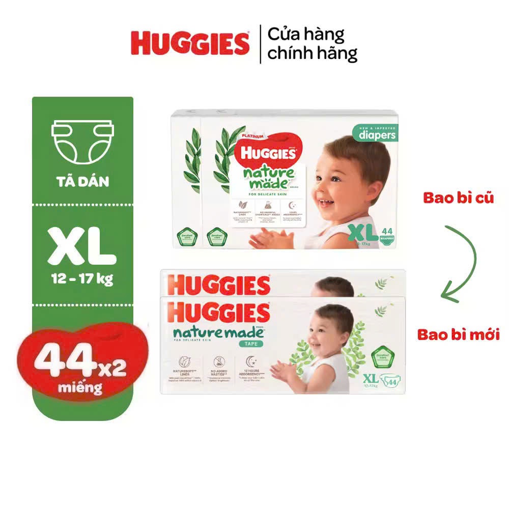 [ TẶNG XE CHÒI NGẪU NHIÊN ] COMBO4 GÓI Tã Dán Cao Cấp Huggies Nature Made Size NB/S/M/L
