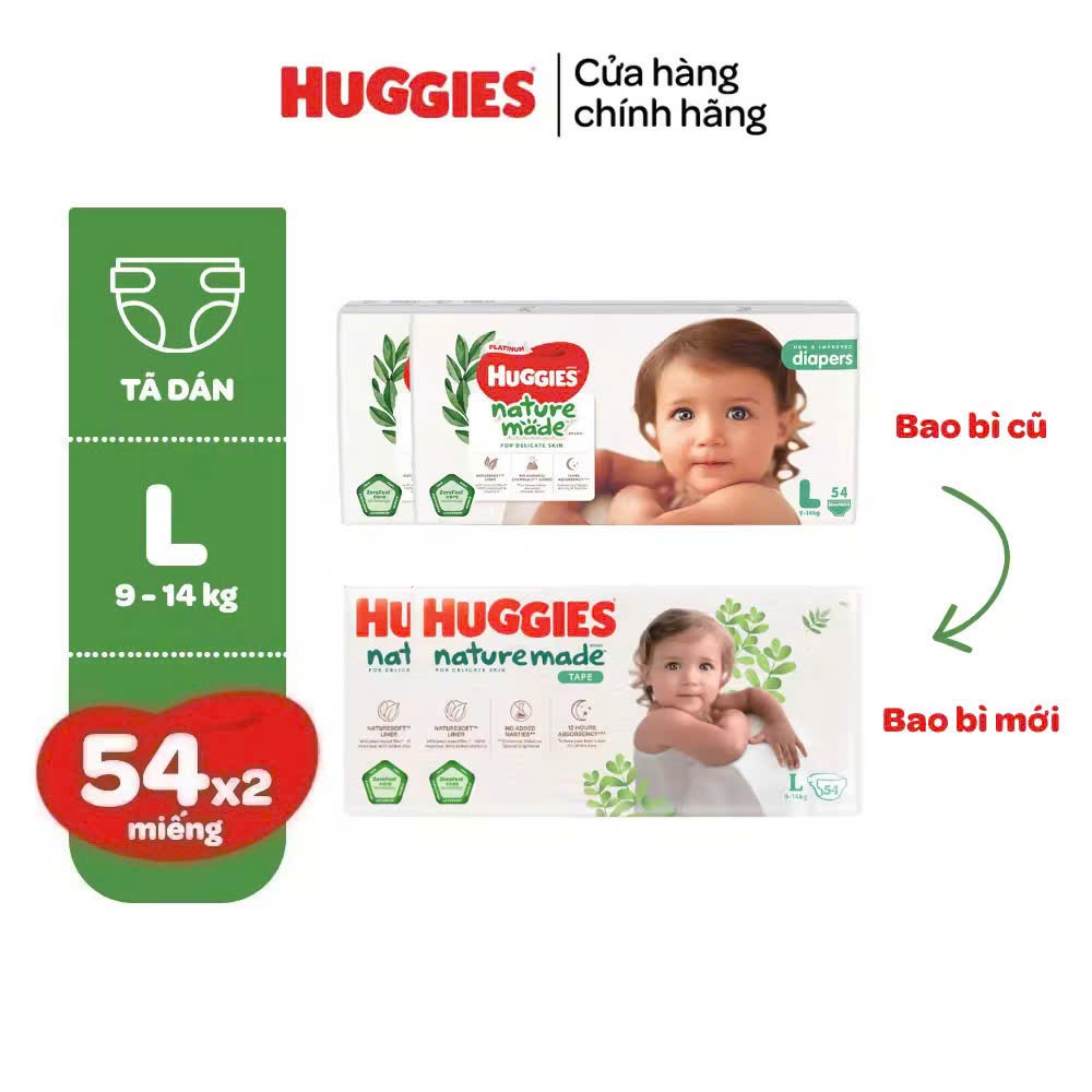 [ TẶNG XE CHÒI NGẪU NHIÊN ] COMBO4 GÓI Tã Dán Cao Cấp Huggies Nature Made Size NB/S/M/L