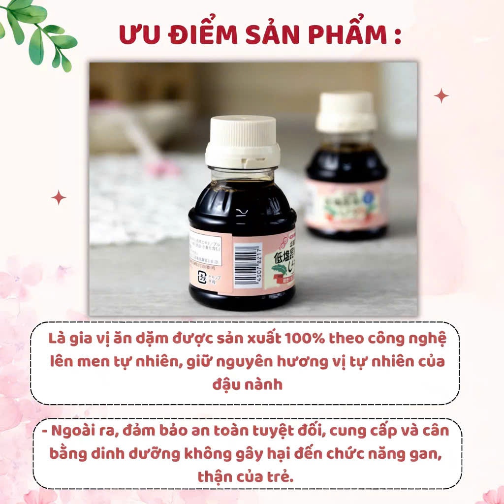 Nước Tương Tảo Bẹ Ăn Dặm Kids & Mama 100ml Nhật Bản. Tách Muối Vị Umami Tự Nhiên