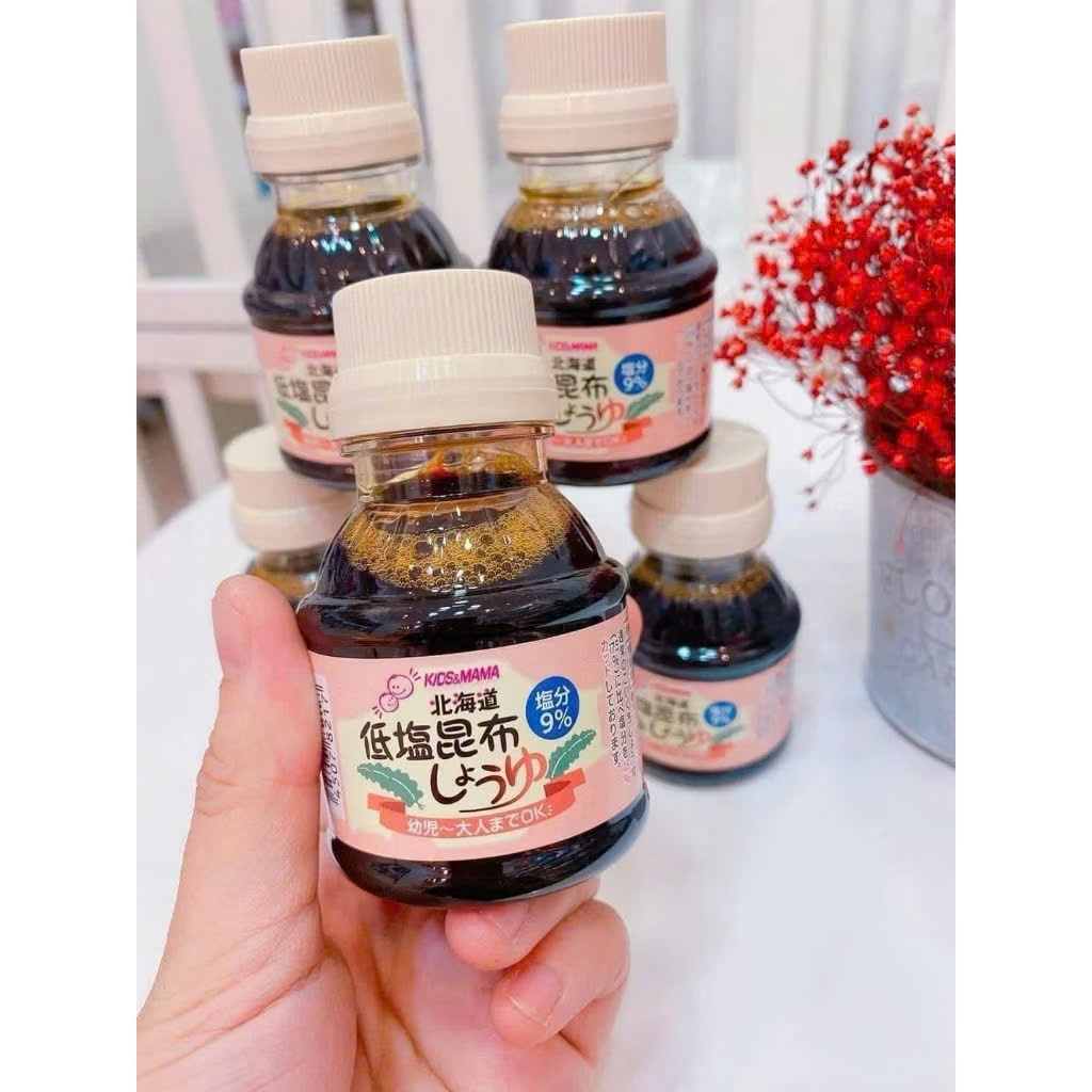 Nước Tương Tảo Bẹ Ăn Dặm Kids & Mama 100ml Nhật Bản. Tách Muối Vị Umami Tự Nhiên