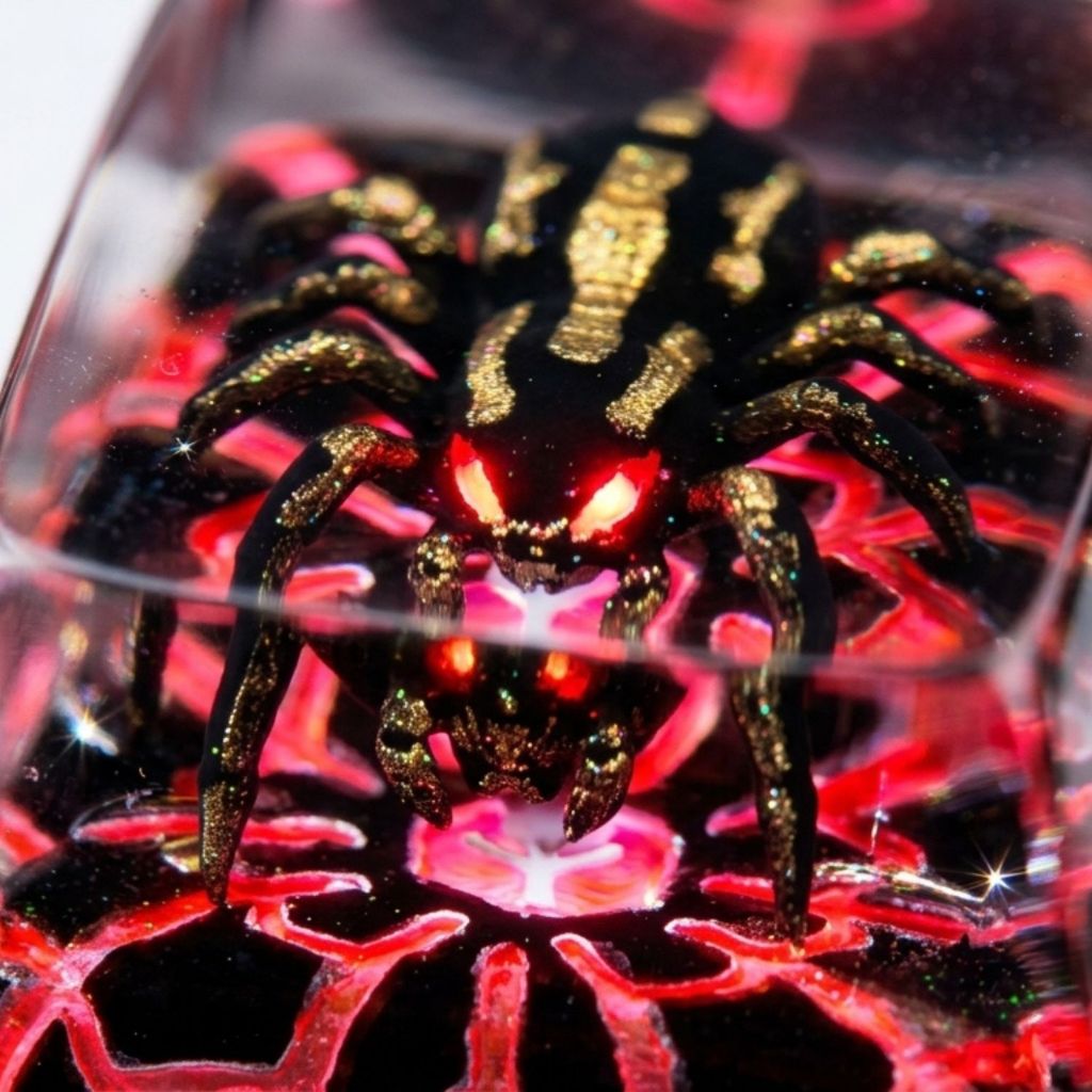 Keycap Artisan Spider (Nhện Đỏ) - Nút Bàn Phím Cơ Resin Thủ Công Xuyên Led Cao Cấp - Thương Hiệu Aphavin