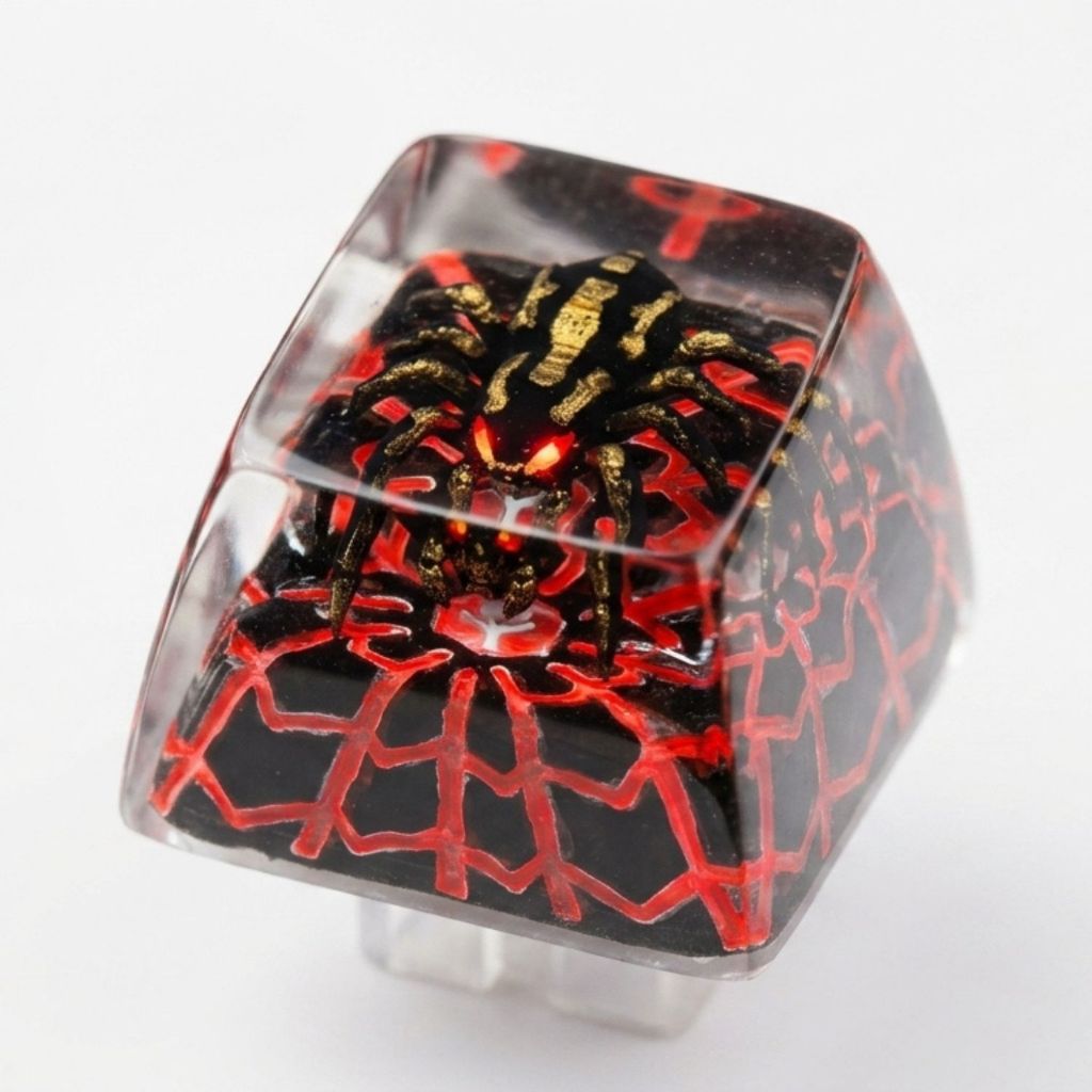 Keycap Artisan Spider (Nhện Đỏ) - Nút Bàn Phím Cơ Resin Thủ Công Xuyên Led Cao Cấp - Thương Hiệu Aphavin