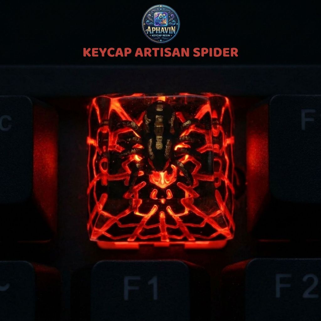 Keycap Artisan Spider (Nhện Đỏ) - Nút Bàn Phím Cơ Resin Thủ Công Xuyên Led Cao Cấp - Thương Hiệu Aphavin