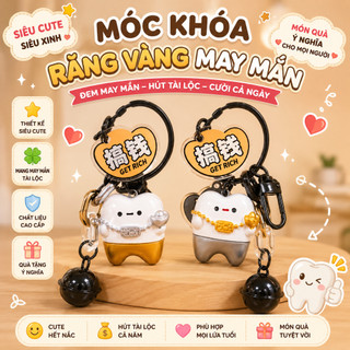 Móc Khóa Răng Vàng May Mắn Dễ Thương Treo Chìa Khóa Balo Túi Xách Phụ Kiện Siêu Dễ Thương