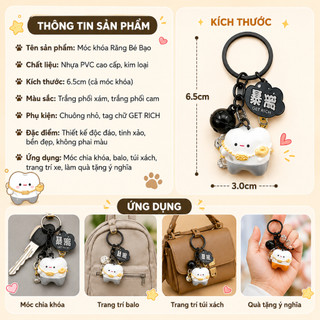 Móc Khóa Răng Vàng May Mắn Dễ Thương Treo Chìa Khóa Balo Túi Xách Phụ Kiện Siêu Dễ Thương