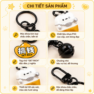 Móc Khóa Răng Vàng May Mắn Dễ Thương Treo Chìa Khóa Balo Túi Xách Phụ Kiện Siêu Dễ Thương