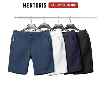 Quần Short Kaki Nam MENTORIS, Vải Kaki Gió Mềm, Co Giãn Linh Hoạt, Form Regular Tôn Dáng MSR2620