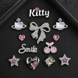 [ĐỘC QUYỀN]  Set Charm Hello Kitty Diamond Luxury Cao Cấp, Bộ Charm Đính Đá Hồng Bạc Sang Trọng Kawaii Trang Trí Dép