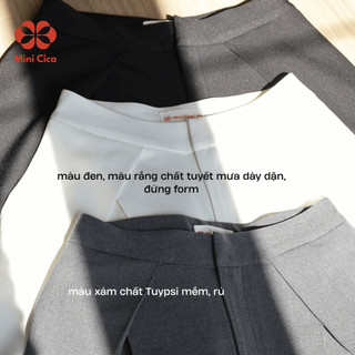 Quần âu ly chéo Mini Cica, ống rộng 32cm, cạp cao, che bụng dưới tốt, chất Tuyết mưa dày dặn, đứng form minicica Q01, qu