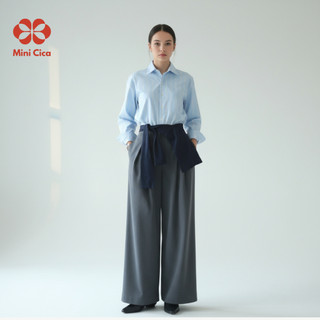 Quần âu ly chéo Mini Cica, ống rộng 32cm, cạp cao, che bụng dưới tốt, chất Tuyết mưa dày dặn, đứng form minicica Q01, qu