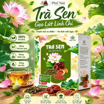 Trà Sen Gạo Lứt Linh Chi 90g – Trà Thảo Mộc Túi Lọc 30 Gói x 3g, Hương Thơm Tự Nhiên | Phố Núi Store