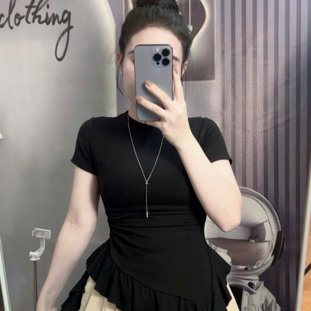 (XS-3XL) Sẵn Hàng - ÁO CỔ TRÒN BÈO- tay ngắn, thun borip mềm mịn, có tua rua xinh, basic dễ mặc