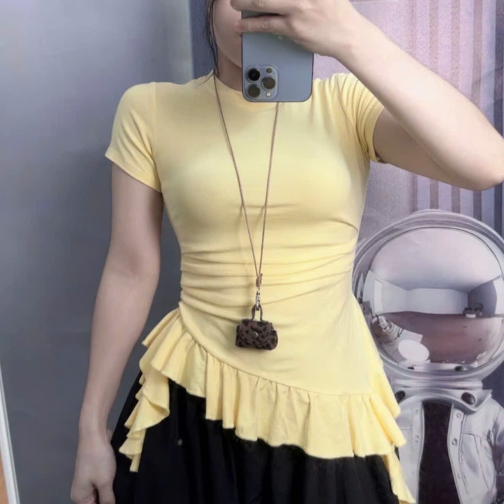 (XS-3XL) Sẵn Hàng - ÁO CỔ TRÒN BÈO- tay ngắn, thun borip mềm mịn, có tua rua xinh, basic dễ mặc