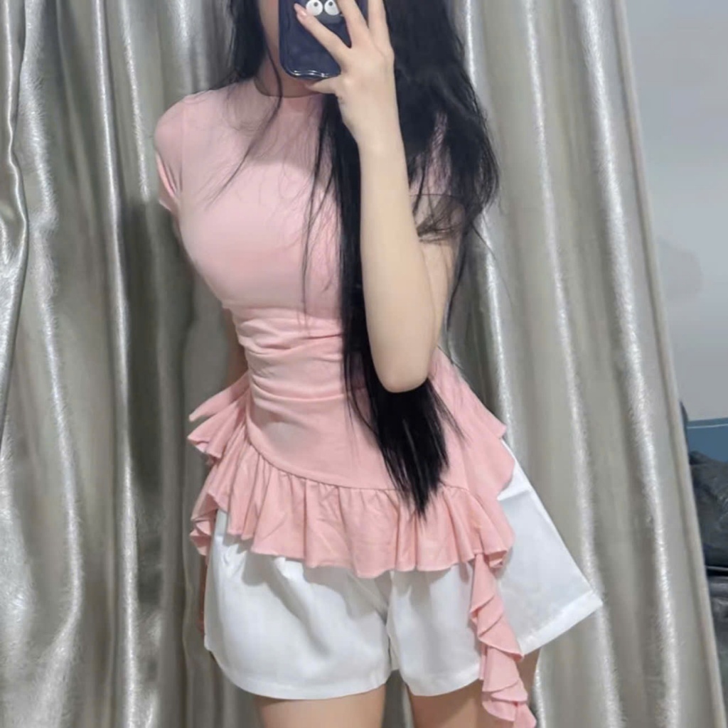 (XS-3XL) Sẵn Hàng - ÁO CỔ TRÒN BÈO- tay ngắn, thun borip mềm mịn, có tua rua xinh, basic dễ mặc