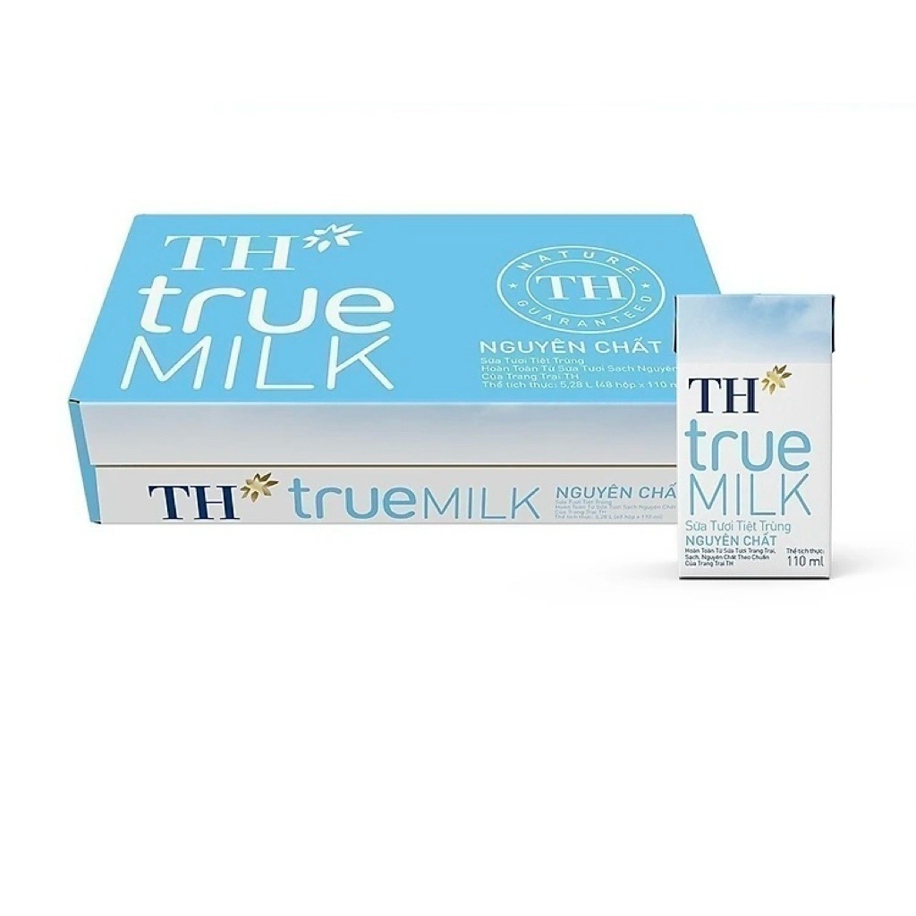 Sữa tươi tiệt trùng TH true MILK dung tích 110ml có đầy đủ cả 3 loại: Có đường, Ít đường và Không đường (Nguyên chất).