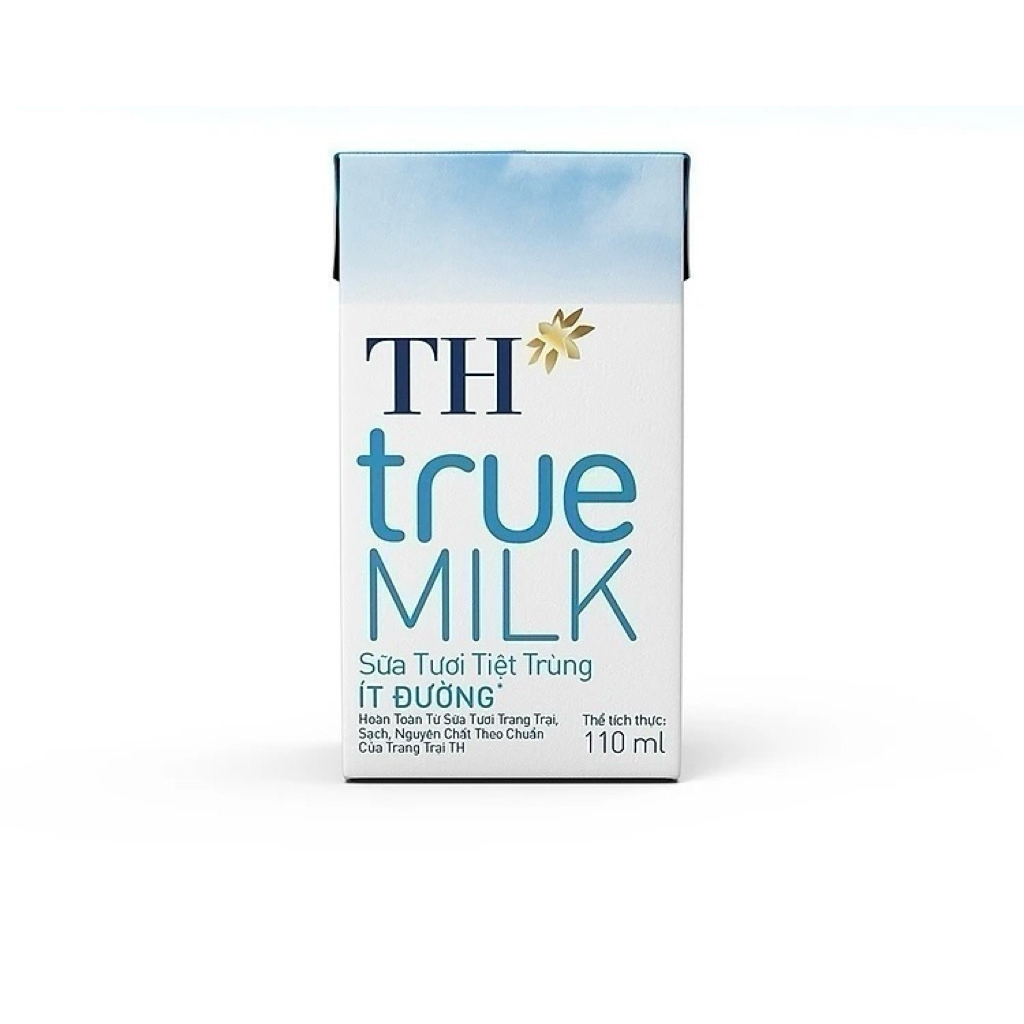 Sữa tươi tiệt trùng TH true MILK dung tích 110ml có đầy đủ cả 3 loại: Có đường, Ít đường và Không đường (Nguyên chất).
