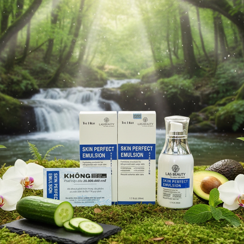 (Tặng 1 Mặt nạ) Sữa dưỡng Rong Nho Nhật Bản Las Beauty truyền trắng dưỡng da căng bóng Skin Perfect Emulsion 50ml