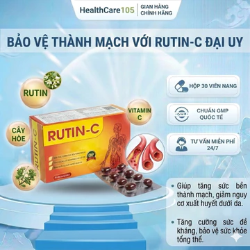RUTIN C hộp 30 viên nang - Bổ sung Rutin, vitamin giúp tăng sức bền thành mạch, giảm chảy máu chân răng