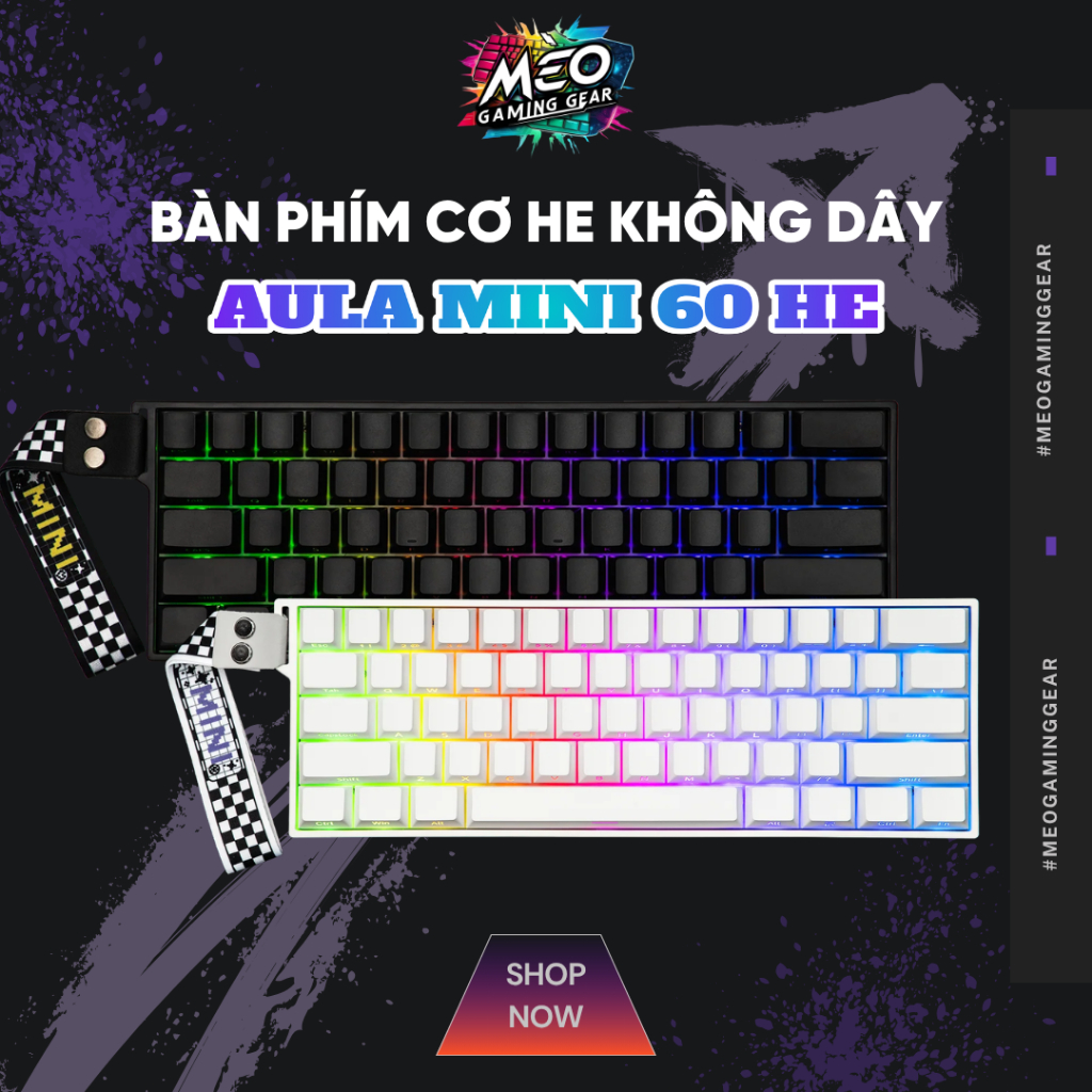 Bàn Phím Cơ Gaming Aula Mini 60 HE - Rapid Trigger Switch Nam Châm Polling Rate 8k - RT 0.01mm | BigBuy360 - bigbuy360.vn