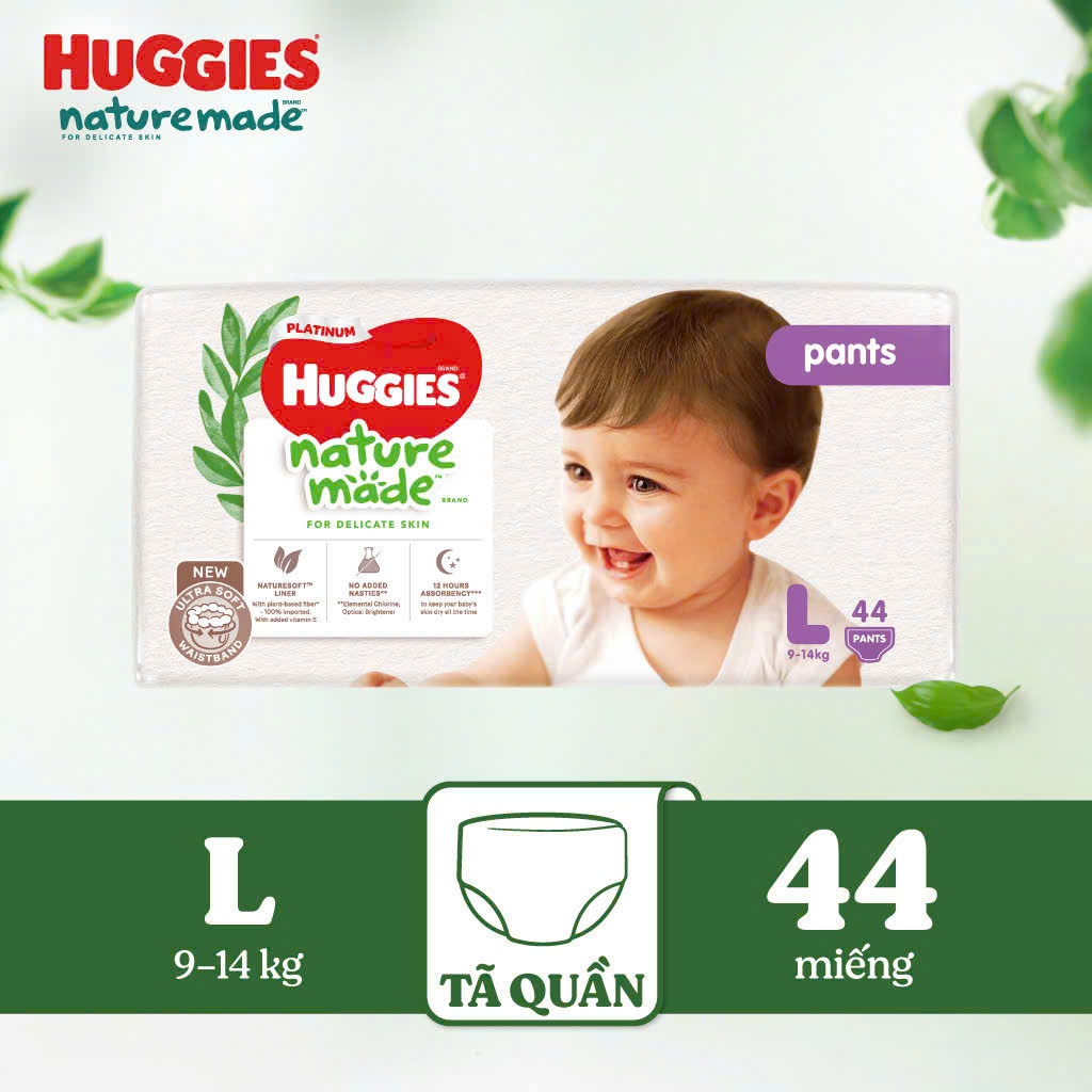 Tã Quần Huggies Nature Made gói lẻ Size M / L / XL / XXL / XXL,Thấm hút tốt 2 lớp giữ an toàn cho da