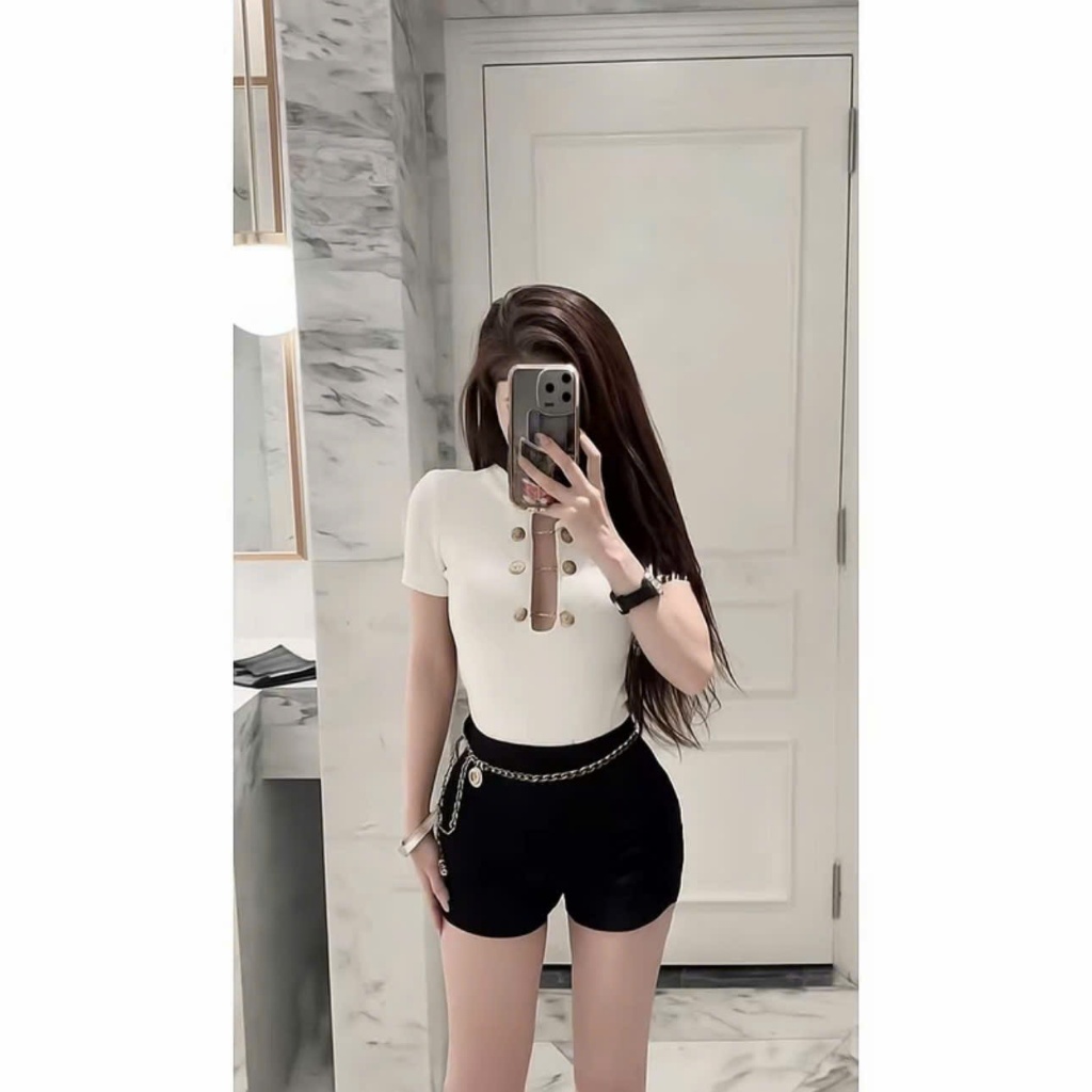 (XS-3XL) ÁO XÍCH NÚT (tay ngắn, tay dài) có kèm ống hoặc áo lẻ - chất borip mềm mịn có độ co giãn phong cách s e x y