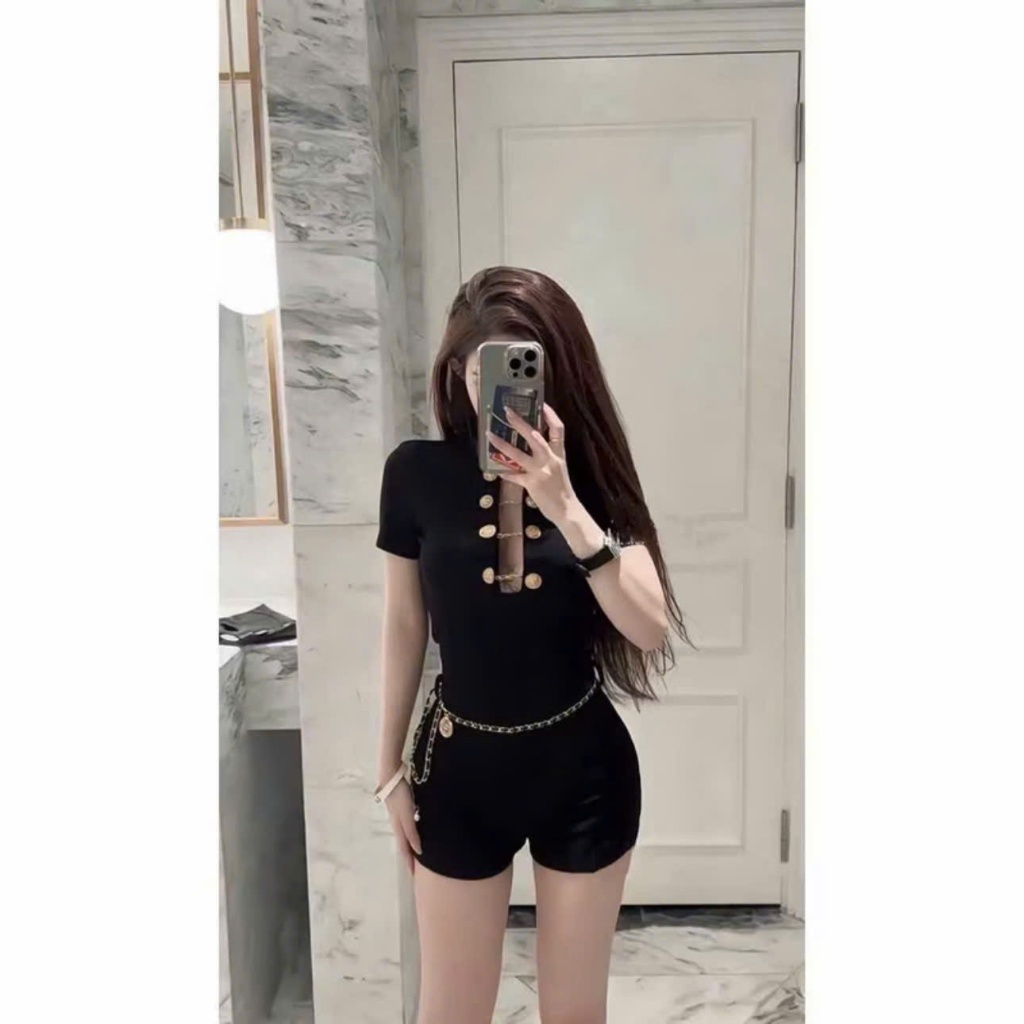 (XS-3XL) ÁO XÍCH NÚT (tay ngắn, tay dài) có kèm ống hoặc áo lẻ - chất borip mềm mịn có độ co giãn phong cách s e x y