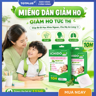 Miếng Dán Giảm Ho Ichido Letco - Hỗ Trợ Giảm Ho Gió, Ho Khan, Ho Có Đờm - Hộp 6 Miếng