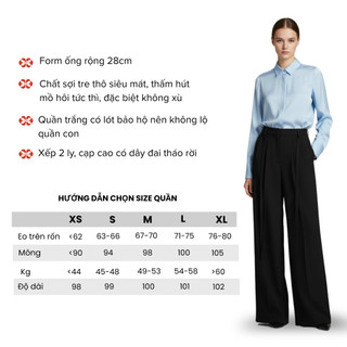 Quần suông ống rộng 28cm, chất Sợi Tre thô siêu mát, có dây đai tháo rời, xếp 2 ly Mini Cica Q02
