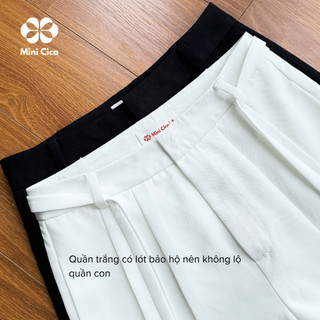 Quần suông ống rộng 28cm, chất Sợi Tre thô siêu mát, có dây đai tháo rời, xếp 2 ly Mini Cica Q02